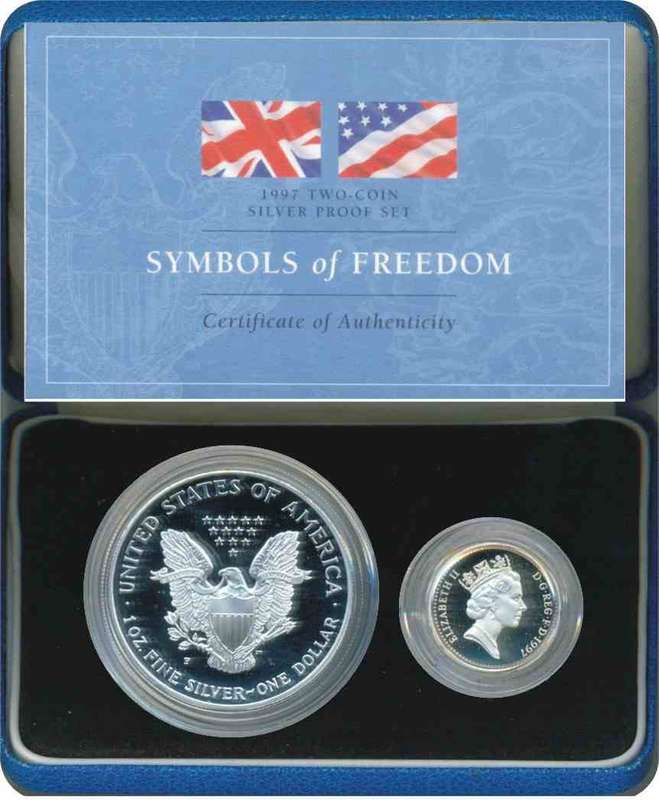 *#* USA - Great Britain 1997 Proof Silver Symbols of Freedom Twin Set *#*