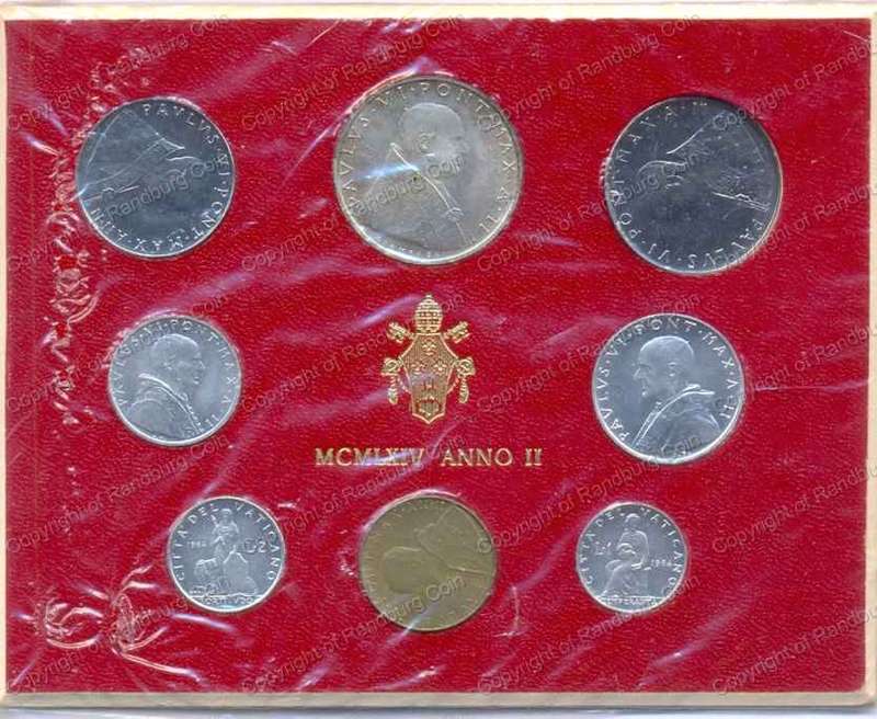 *#* Vatican City 1964 Coins Set  with silver 500 Lire *#*