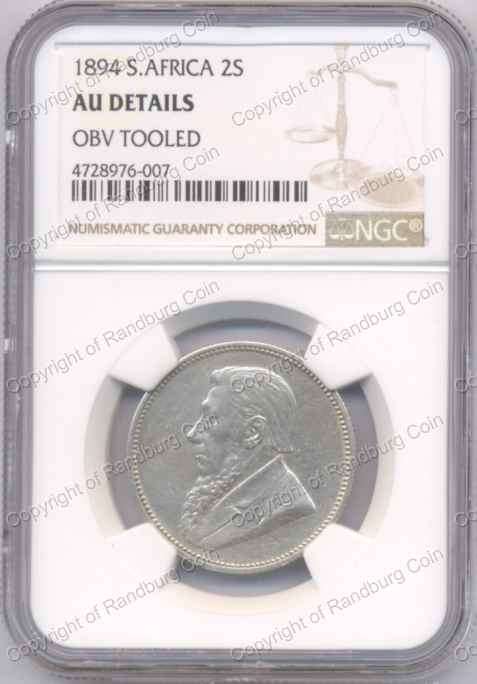*#* 1894 2 SHILLINGS NGC SLABBED DETAILS AU OBV TOOLED *#*