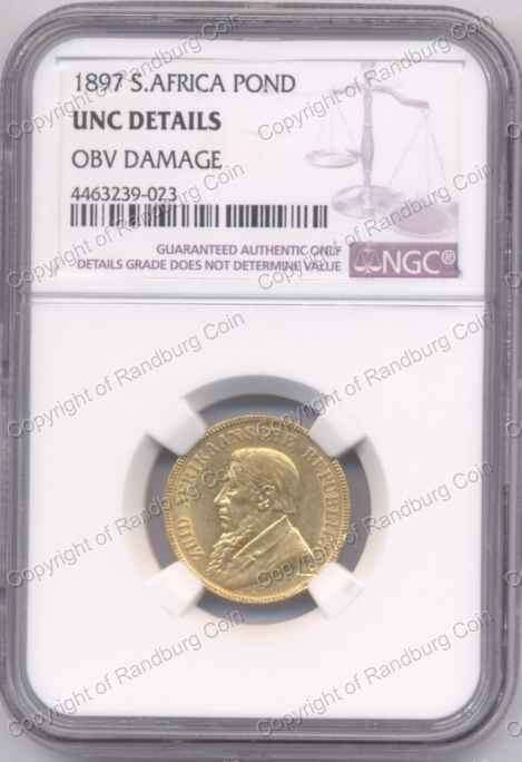 *#* 1897 NGC  POND SLABBED UNC DETAILS OBV DAMAGE  *#*