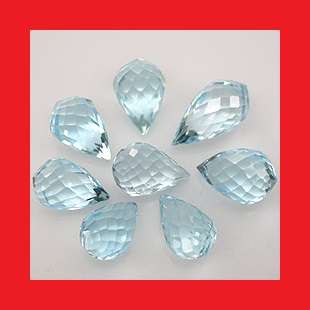 TOPAZ PARCEL - 8 x SWISS BLUE BRIOLETTE CUT - 8.95cts