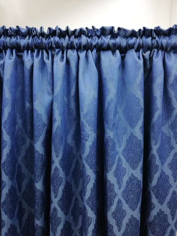 Geo Navy Taped Lined Curtain (Buy 1 Get 1 Free)