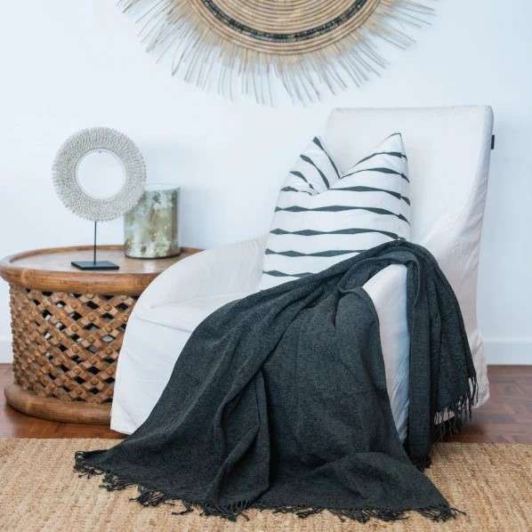 Chenille Plain Throw 130cm x 180cm-Steel