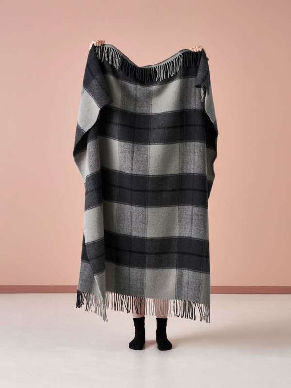 Wool Throw 127 X 152cm Throw - Black Grey