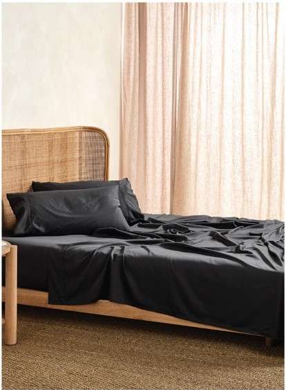 Elka Bamboo Cotton Charcoal Flat Sheet