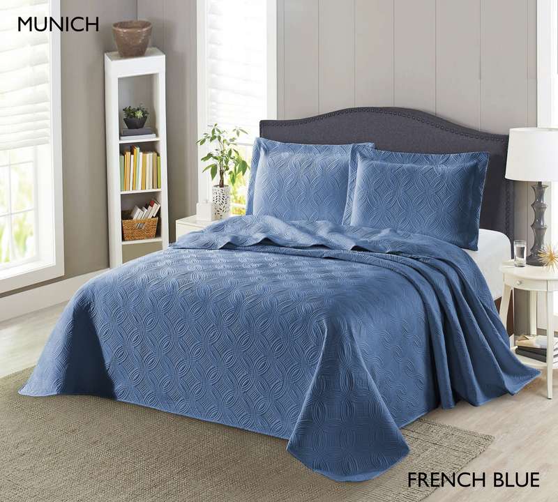 Munich Quilted Bedspread - French Blue