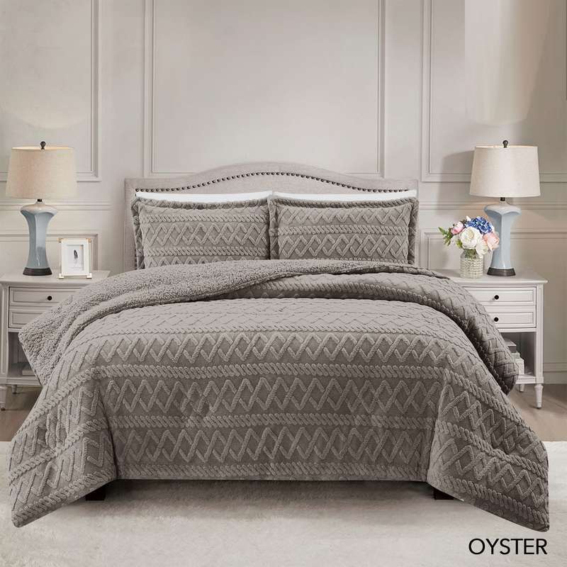 Brookyln Queen/King Jacquard with Sherpa Comforter Set