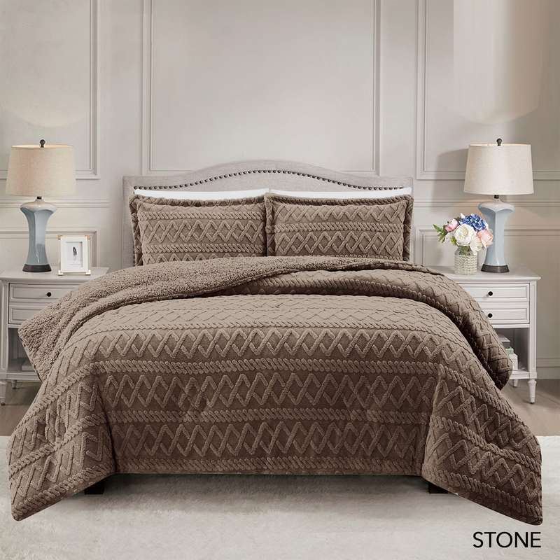 Brookyln Queen/King Jacquard with Sherpa Comforter Set