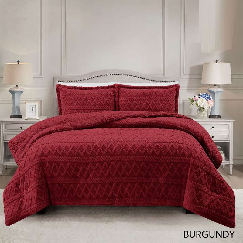 Brookyln Queen/King Jacquard with Sherpa Comforter Set