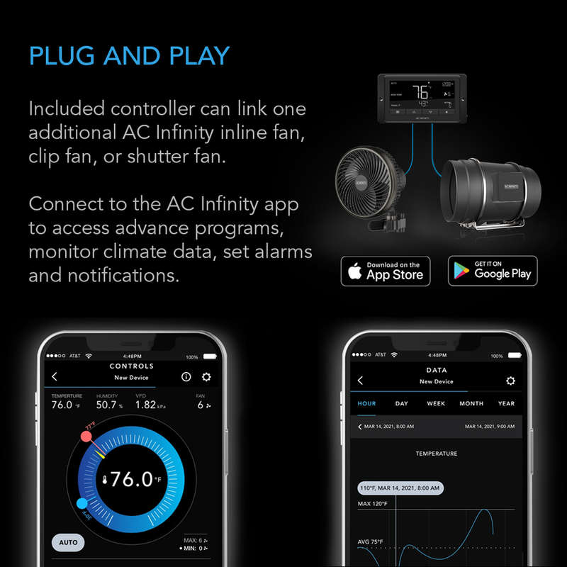 AC INFINITY CLOUDLINE T8, WITH CONTROLLER 69 PRO TEMPERATURE AND HUMIDITY CONTROLLER, 8-INCH