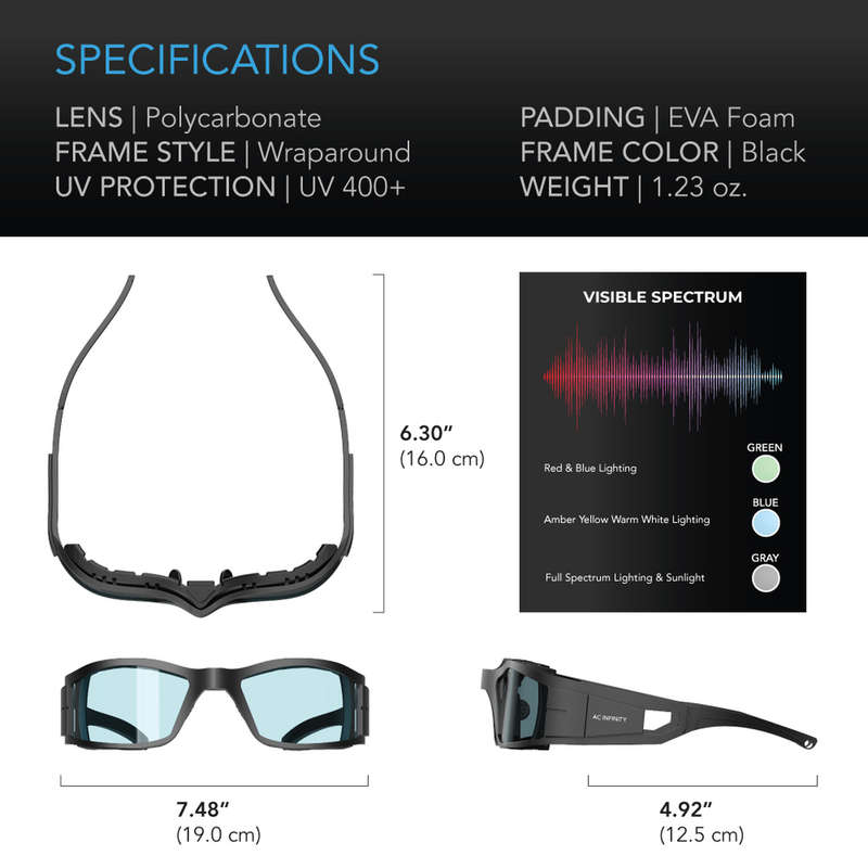 AC INFINITY GROW ROOM GLASSES WITH 3 CORRECTIVE LENSES