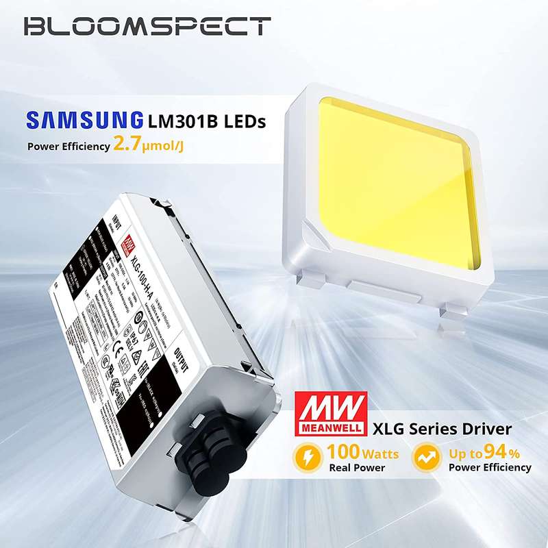 BLOOMSPECT SS1000 Full Spectrum with LM301B Diodes and MeanWell Driver, Dimmable 100 Watt LED
