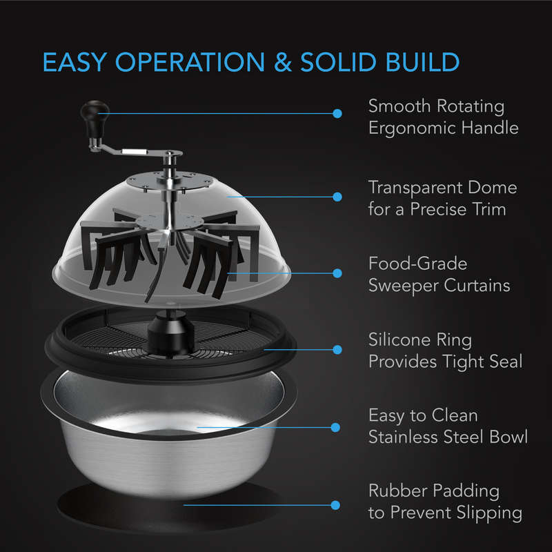 AC INFINITY - BUD BOWL TRIMMER, TWIST SPIN CUT WITH CLEAR VISIBILITY DOME, 16-INCH