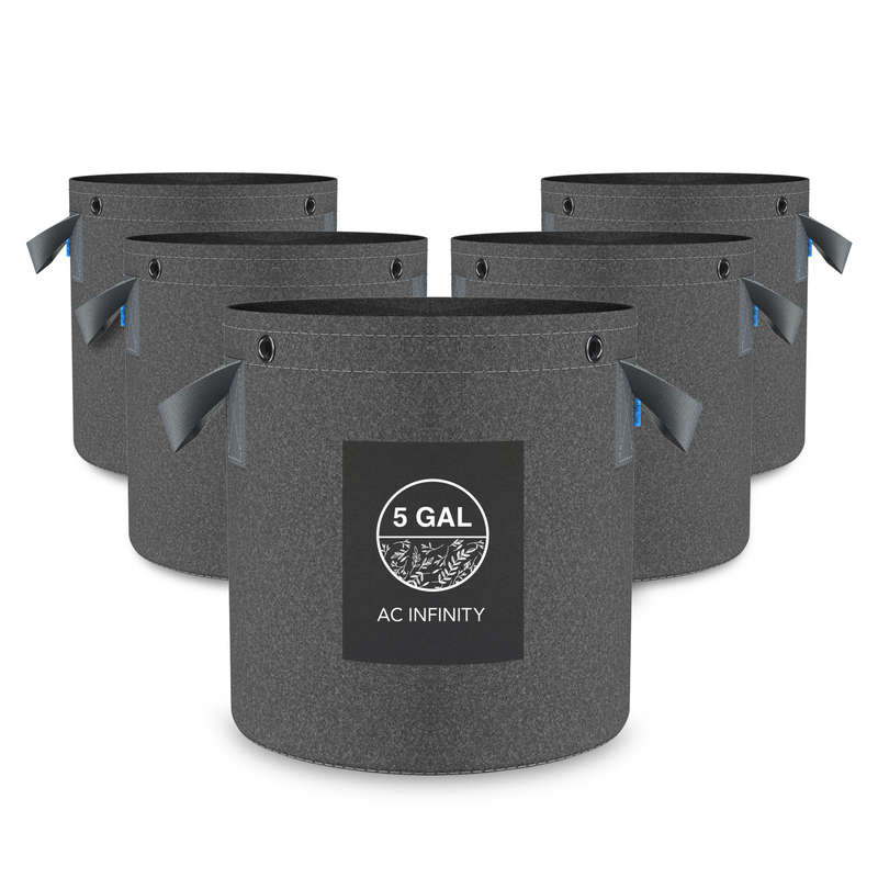 AC INFINITY HEAVY DUTY FABRIC POTS, 5 GALLON (19L), 5-PACK