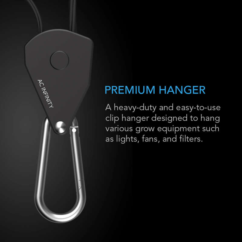 AC INFINITY - HEAVY-DUTY ADJUSTABLE ROPE CLIP HANGER, ONE PAIR