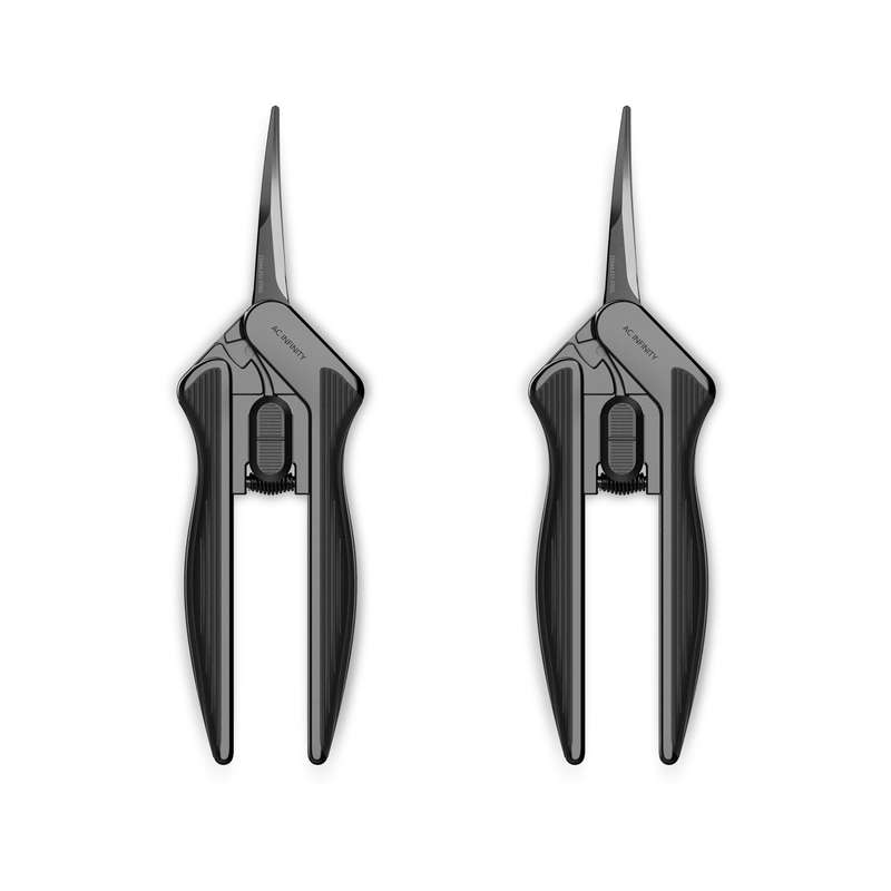 AC INFINITY STAINLESS STEEL CURVED PRUNING SHEAR, ERGONOMIC LIGHTWEIGHT, 6.6 BLADES, 2-PACK