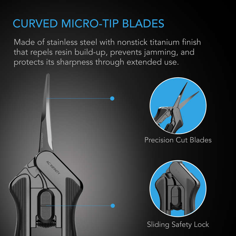 AC INFINITY STAINLESS STEEL CURVED PRUNING SHEAR, ERGONOMIC LIGHTWEIGHT, 6.6 BLADES, 2-PACK