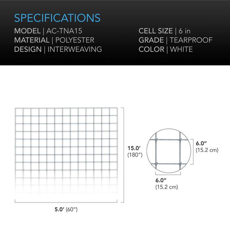 AC INFINITY POLYESTER PLANT TRELLIS NETTING, 5X15'