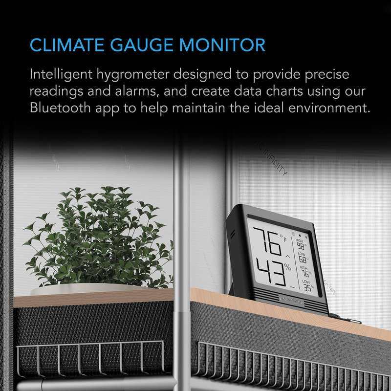 AC INFINITY CLOUDCOM B1, SMART THERMO-HYGROMETER WITH DATA APP, 12 FT. SENSOR PROBE