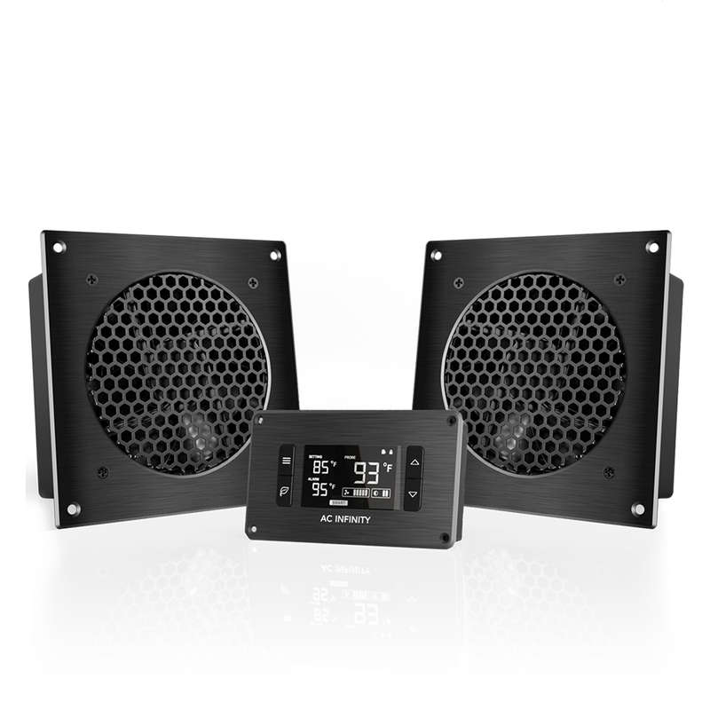 AC INFINITY AIRPLATE T8, HOME THEATER AND AV QUIET CABINET COOLING DUAL-FAN SYSTEM, 6 INCH