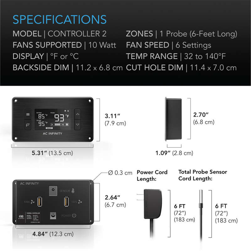 AC INFINITY AIRPLATE T3, HOME THEATER AND AV QUIET CABINET COOLING FAN SYSTEM, 6 INCH