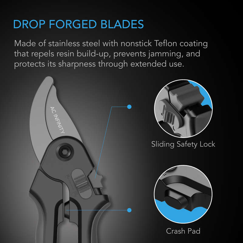 AC INFINITY STAINLESS STEEL PRUNING SHEAR, 8 BYPASS BLADES