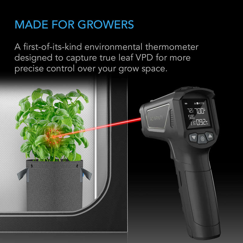AC INFINITY VPD THERMOMETER, HANDHELD ENVIRONMENTAL MONITOR, CAPTURES LEAF VPD AND TEMPERATURE