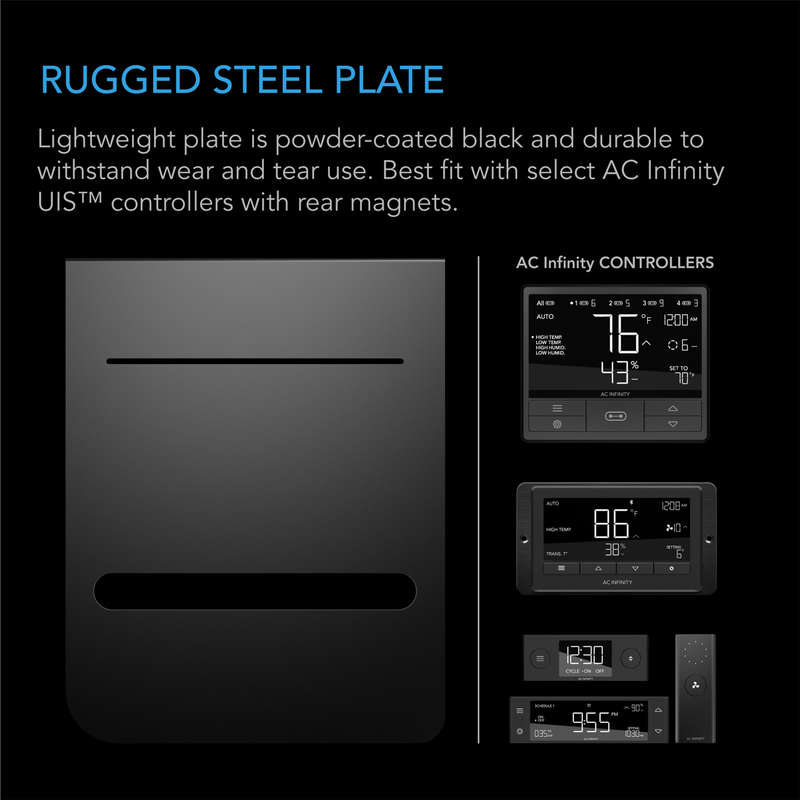 AC INFINITY - GROW TENT MOUNTING PLATE, POWDER COAT BLACK, 6 X 7"