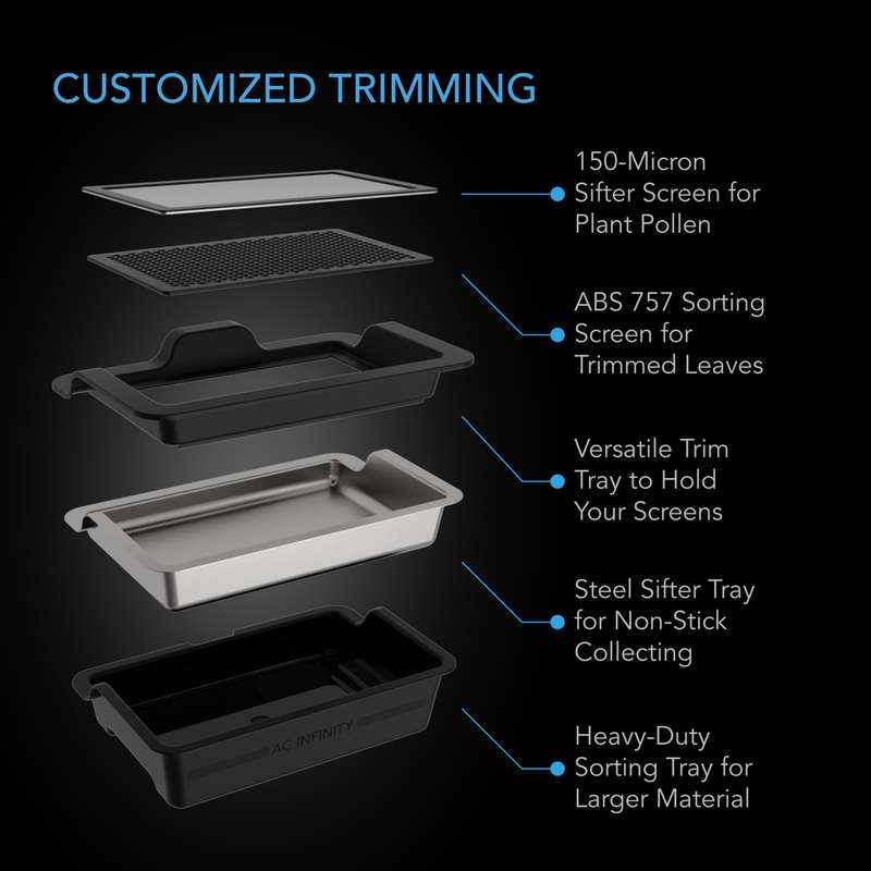 AC INFINITY - LARGE TRIM TRAY SYSTEM, 3 TRAY & 2 SCREEN KIT, INTERCHANGEABLE AND ERGONOMIC DESIGN