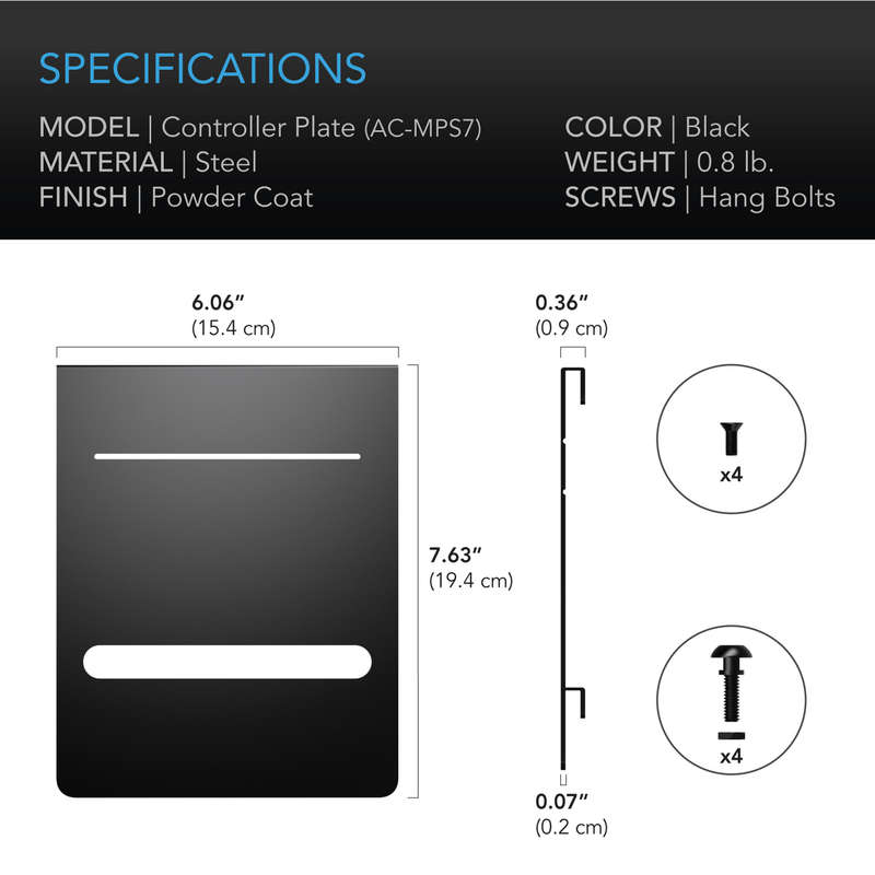 AC INFINITY - GROW TENT MOUNTING PLATE, POWDER COAT BLACK, 6 X 7"