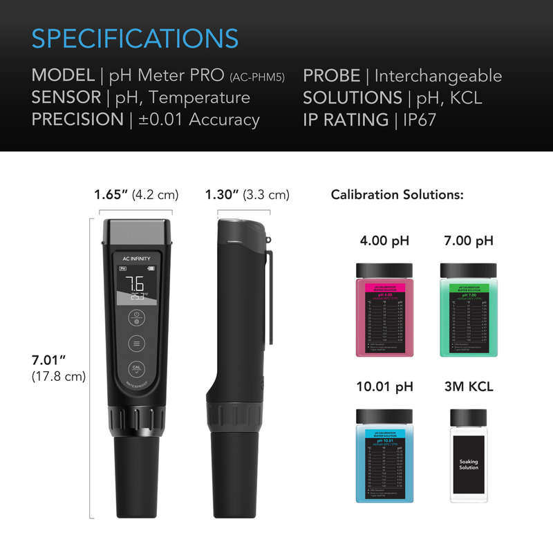 AC INFINITY - PH METER PRO, INTERCHANGEABLE PROBE