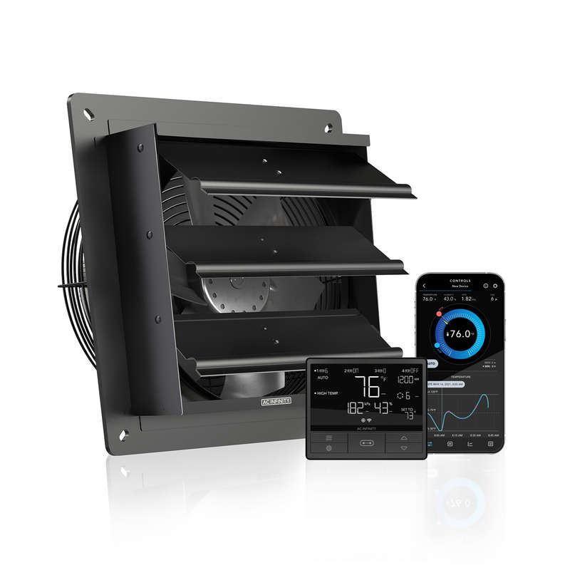 AC INFINITY AIRLIFT T10, Shutter Exhaust Ventilation Fan 10", Temperature Humidity Controller