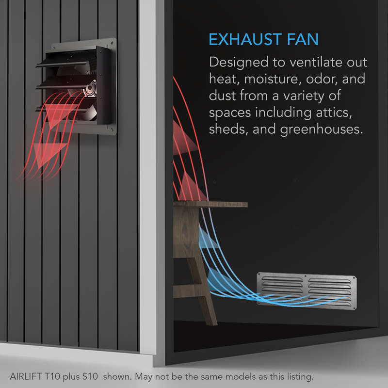 AC INFINITY AIRLIFT T10, Shutter Exhaust Ventilation Fan 10", Temperature Humidity Controller