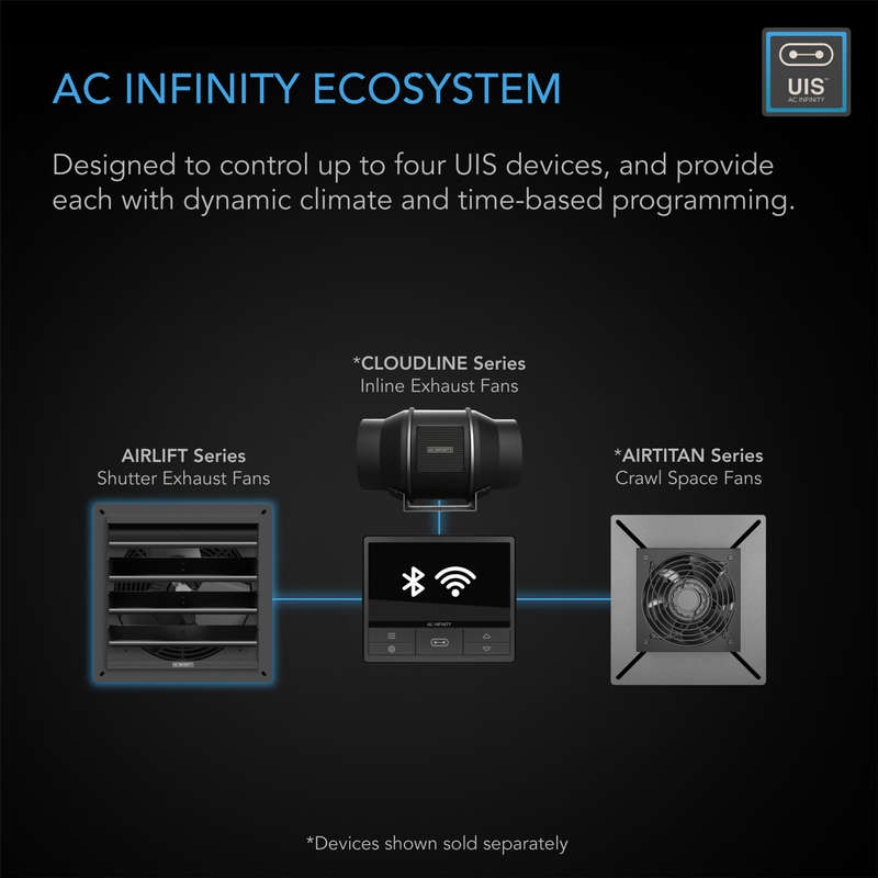 AC INFINITY AIRLIFT T10, Shutter Exhaust Ventilation Fan 10", Temperature Humidity Controller