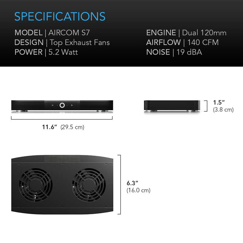 AC INFINITY AIRCOM S7, Receiver and AV Component Cooling Fan System, Top Exhaust 12"