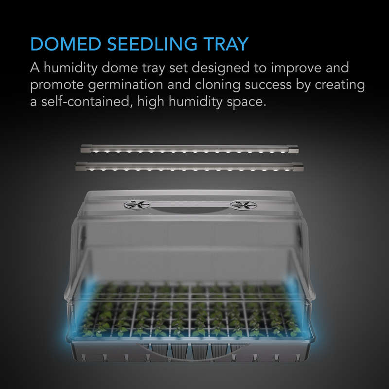 AC INFINITY Heavy Duty Humidity Dome with Height Extension, Large Germination Kit with LED Grow L...
