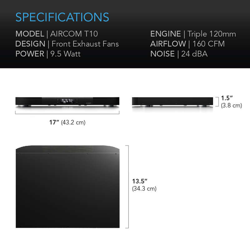 AC INFINITY AIRCOM T10, Receiver and AV Component Cooling Fan System, Front Exhaust 17"