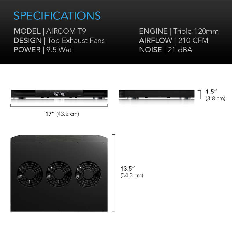 AC INFINITY AIRCOM T9, Receiver and AV Component Cooling Fan System, Top Exhaust 17"