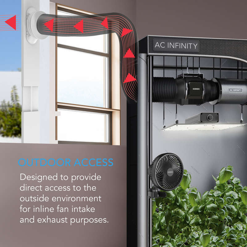 AC INFINITY Window Duct Kit, Adjustable Vent Port for Inline Fans