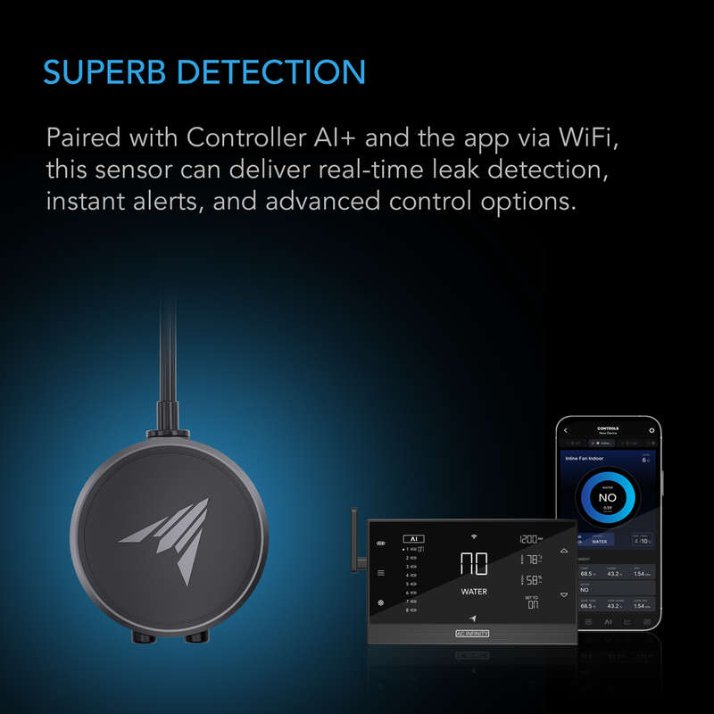 AC INFINITY Water Sensor Exclusively for Controller AI+, Liquid Presence Detection, IP68-Water Re...