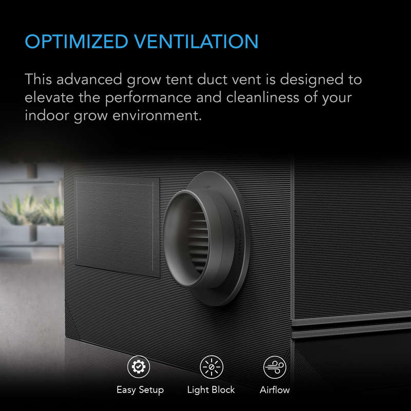 AC INFINITY Grow Tent Duct Vent Attachment, 6-Inch 2 Pack, Light-Blocking & Dust-Resistant