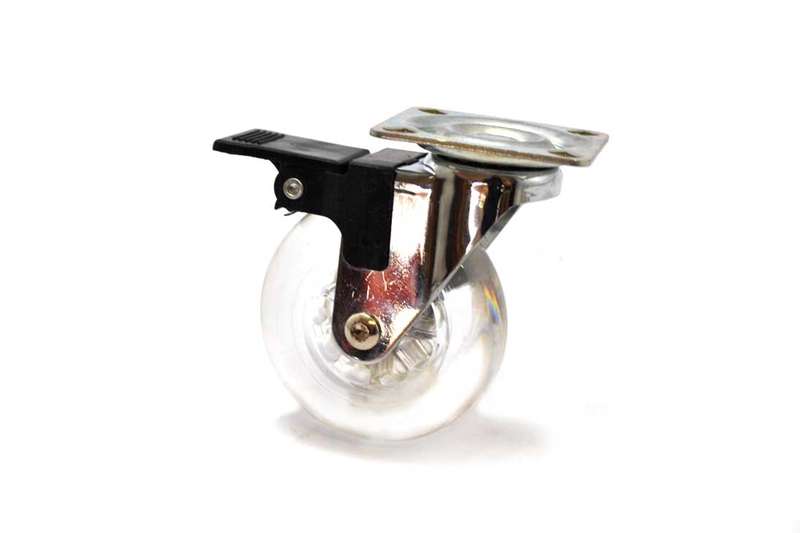 75mm Clear Brake Castor (Pack of 2)