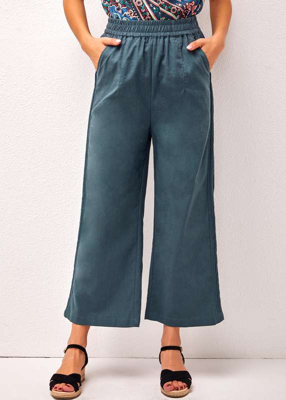 Pockets Peacock Blue High Waisted Pants