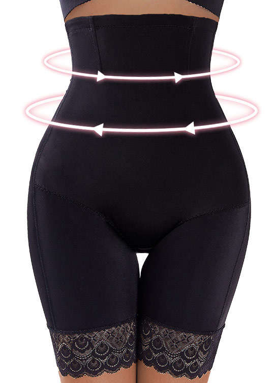 Black High Waisted Lace Stitching Shapewear