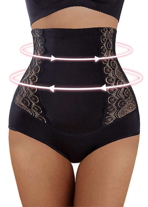 Lace Panel High Waisted Black Skinny Shapewear