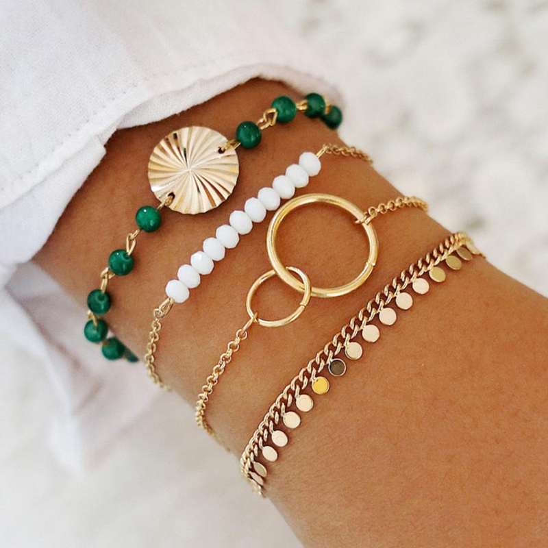 Beads Gold Zinc Alloy Design Bracelet Set