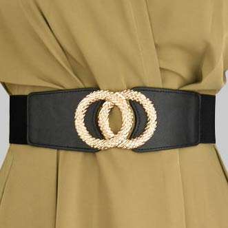 Black Leather Round Metal Detail Belt