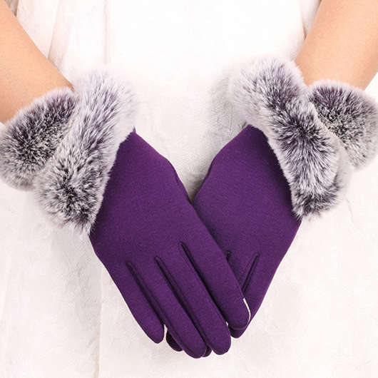 Warming Dark Purple Full Finger Gloves