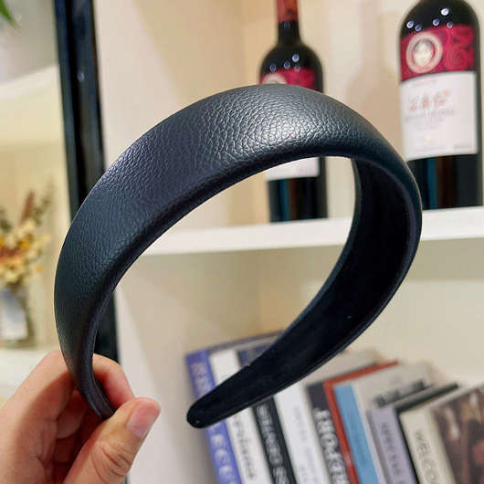 Faux Leather Black Headband for Women