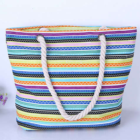 Striped Multi Color Zip Hand Bag